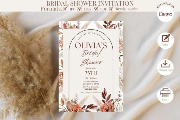 Boho Bridal Shower Invitation Template: Effortless Elegance