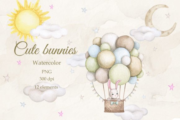 Bunny Dreams: A Watercolor PNG Collection for Gentle, Whimsical Design