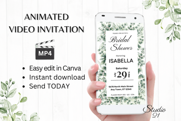 Classic Bridal Shower Invite W4400: Elegant Animated Templates