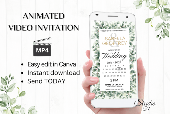 Classic Wedding Invitation W8400B: Elegant Digital Evites