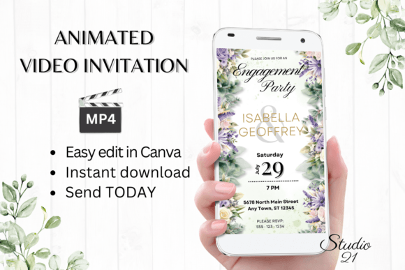 Digital Engagement Party Invite W1414: A Modern Animated Template