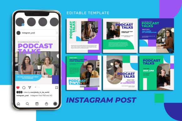 Elevate Your Brand: Podcast Talks Instagram Post Templates