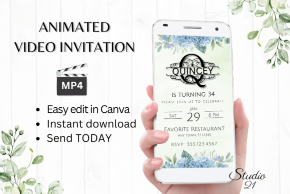 Smartphone Invite (Monogram Letter Q): A Modern Digital Evite Template