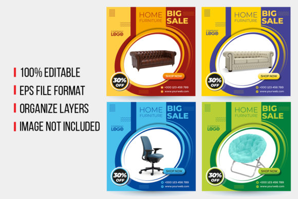Social Media Banner for Furniture Sale: A Versatile Template for Modern Brands
